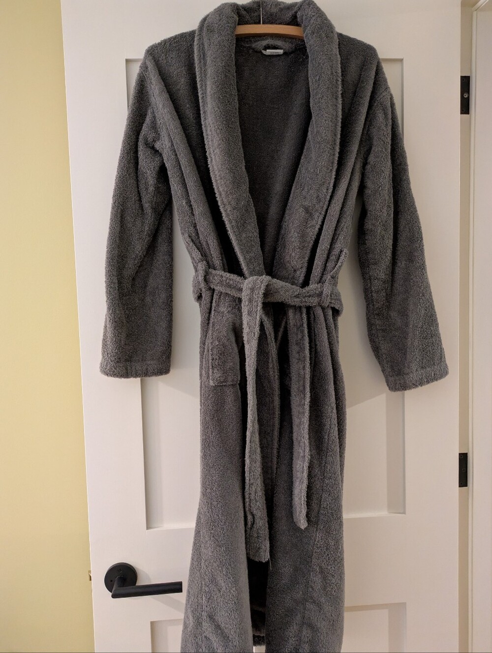 Coyuchi Cloud Loom Organic Cotton Robe Terry Cloth Gray Aerospin - Picture 3 of 4